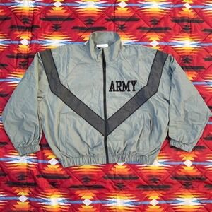 US ARMY USGI Physical Fitness Jacket Uniform Gray Bomber Full Zip XS Short